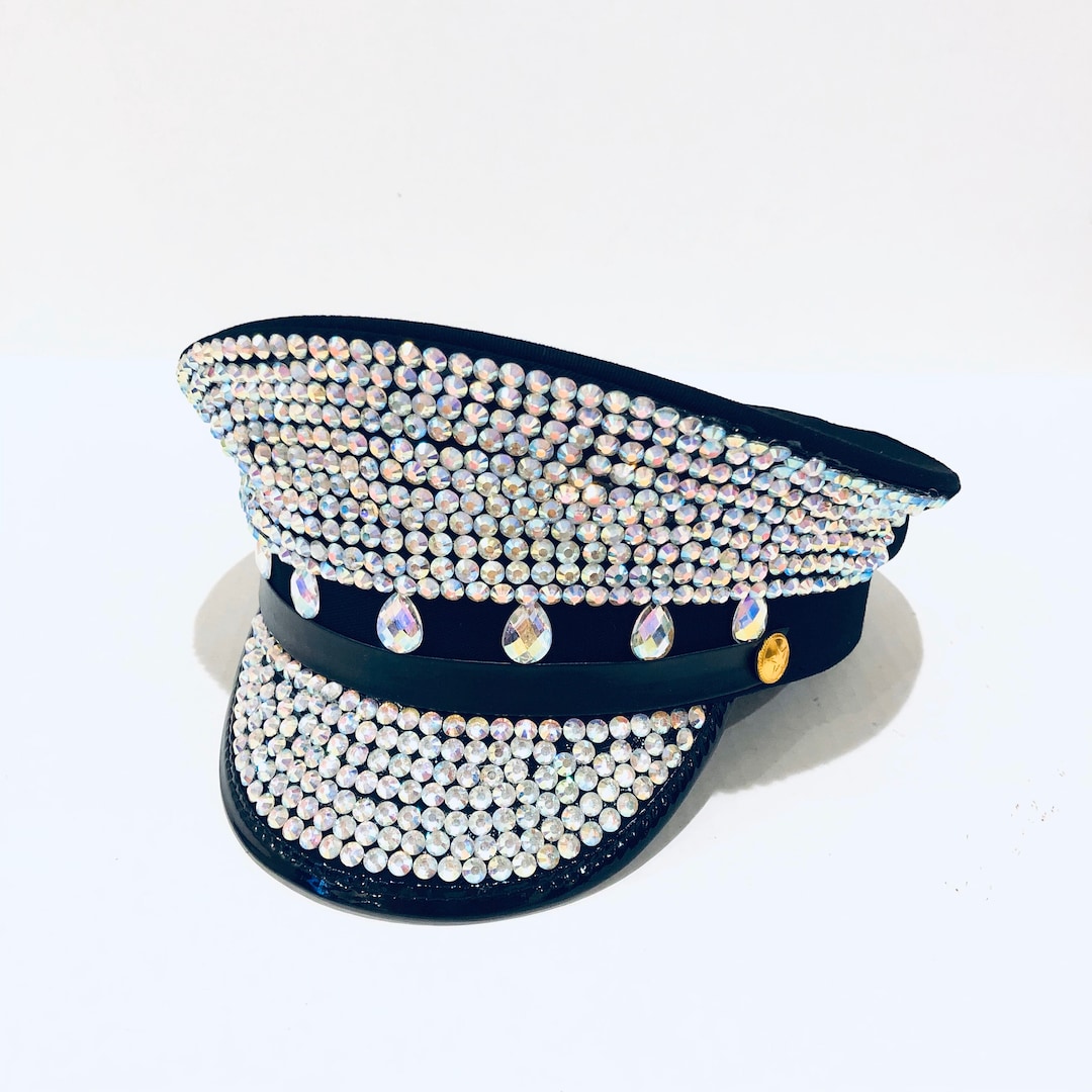 Black Captain Hat Gift Idea Rave Fan Black Captains Hat With Steampunk