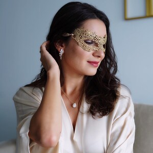 Gold masquerade face Mask Women personalized for venetian balls, halloween and Mardi Gras image 2