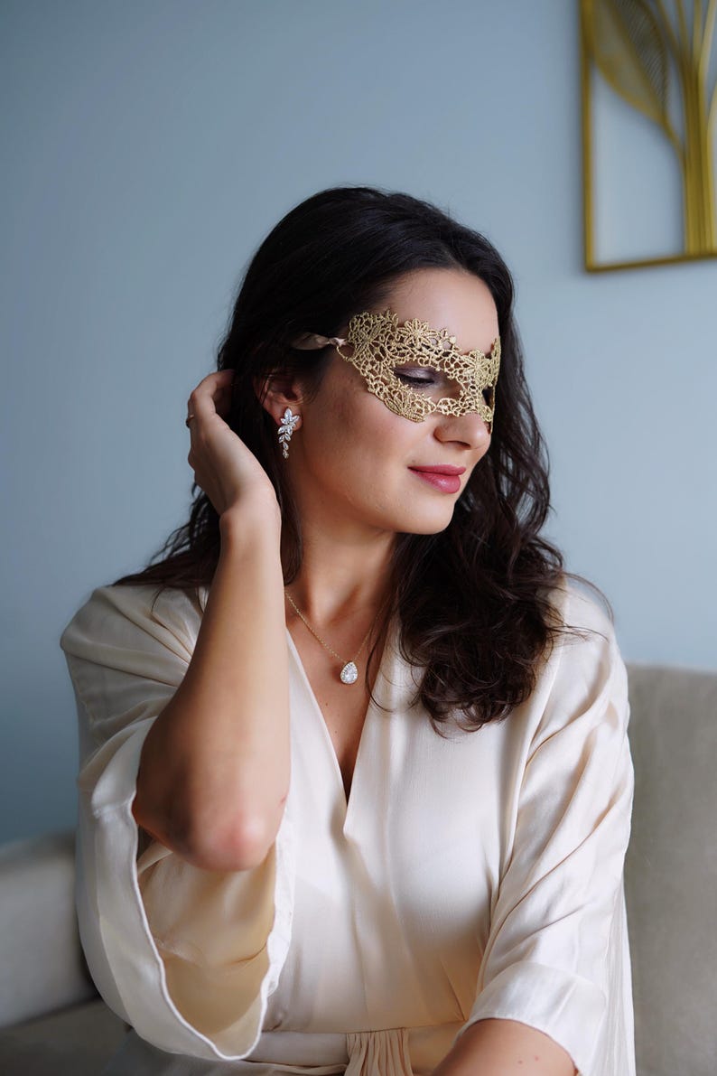 Gold masquerade face Mask Women personalized for venetian balls, halloween and Mardi Gras image 2