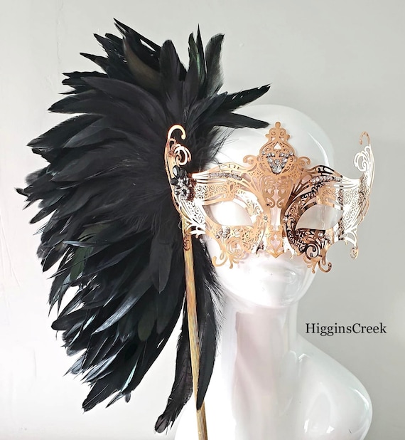 Masquerade Ball Mask Venetian Feather Masks Prom Masquerade Masks for Balls and Parties Black Feather Masquerade Mask