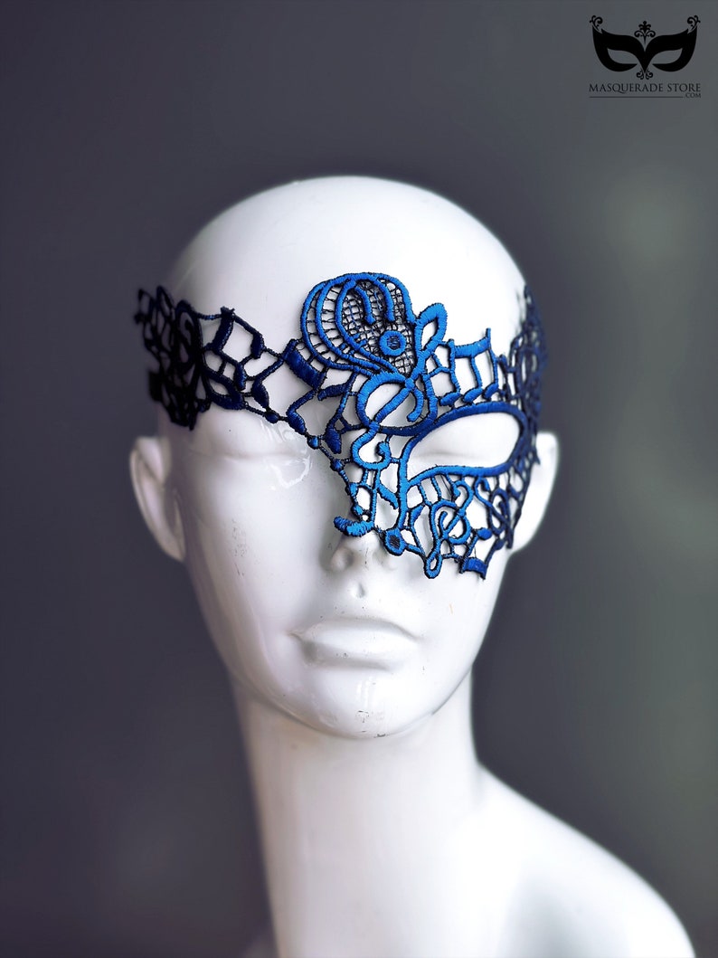 Womens Blue Lace Masquerade Mask, Venetian Music Note Mask, Masquerade Party, Masked Ball, Masquerade Gala, Prom Mask, Wedding Mask Blue (As Pictured)