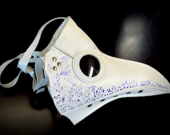 Máscara de Doctor de la Peste Bubónica - Blanco/Morado - Adulto