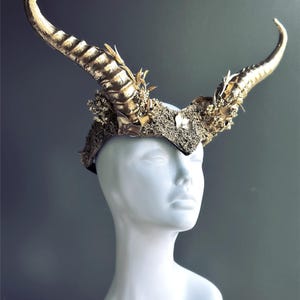 Gold Animal Horn Headpiece, Horn Headband, Woodland Creature, Forest Animal Horns, Photoshoot Prop, Animal Costume, image 6