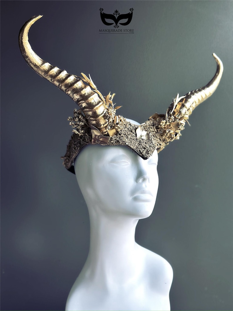 Gold Animal Horn Headpiece, Horn Headband, Woodland Creature, Forest Animal Horns, Photoshoot Prop, Animal Costume, image 6