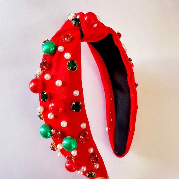 Red Christmas Knotted Headband, Festival Hair Accessories, Holiday Party