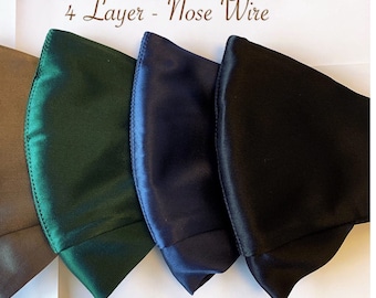 Green Mulberry Silk Mask 4 layers Nose wire Pure Silk Emerald Green 100% SILK Mask Women&#39;s LUXURY SILK Dark Green Face Mask