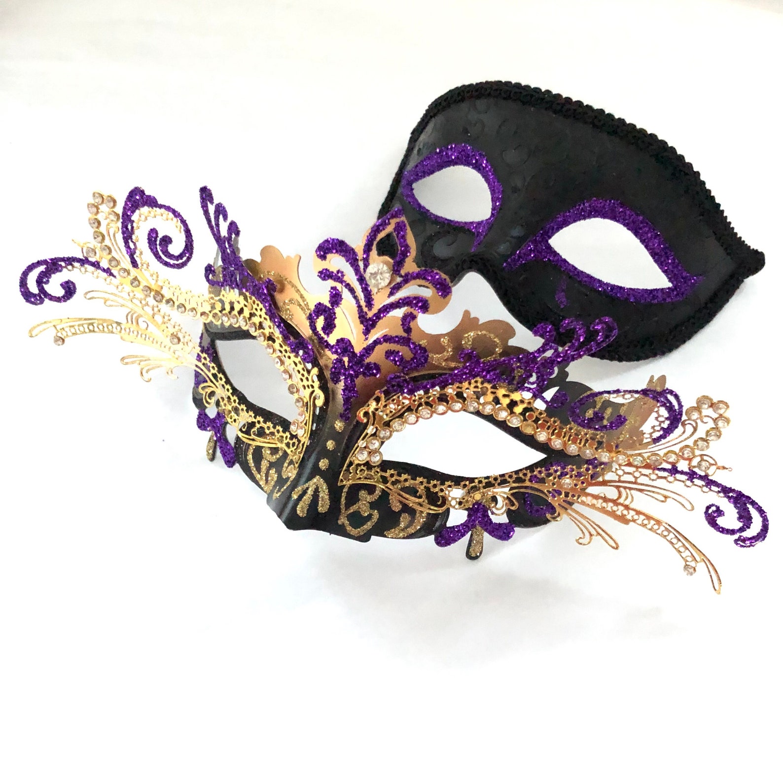 Green Masquerade Mask Feathers Couples Mask Pair Mardi Gras - Etsy