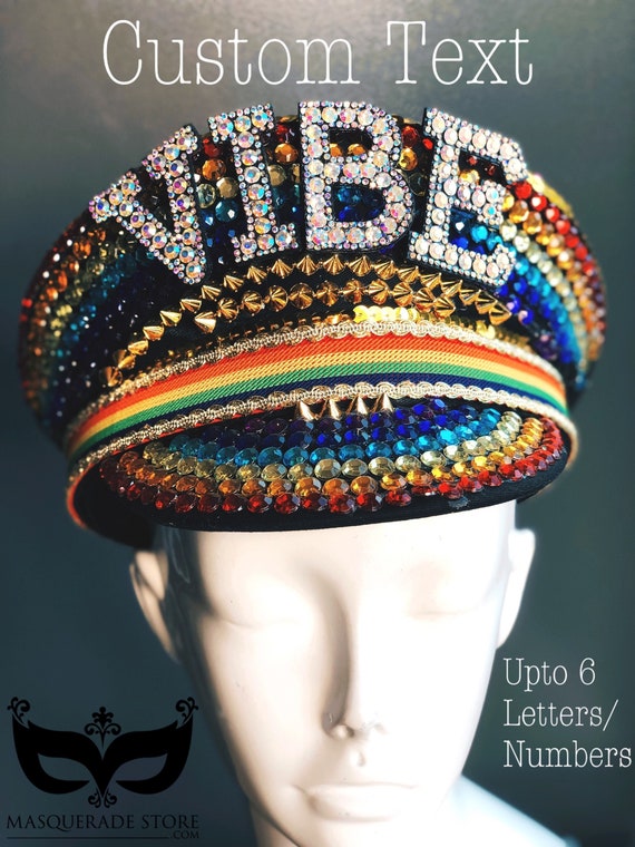 Embellished Black Hat with Multicolor Accents Embellished Black Hat with Multicolor Accents - Passion of  main image 3