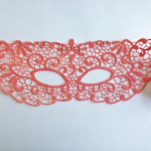 Coral Peach Lace Mask, Masquerade lace masks, Halloween lace mask, gold lace mask, Black lace masks for women