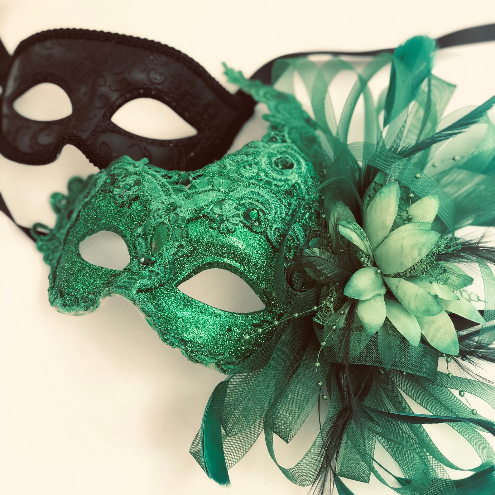 Emerald Green Masquerade Masks couples Masquerade ball masks | Etsy