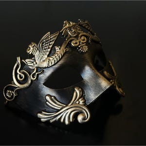 Bronze Feather Lace & Greek God Masquerade Mask Couples Set Mens Mask