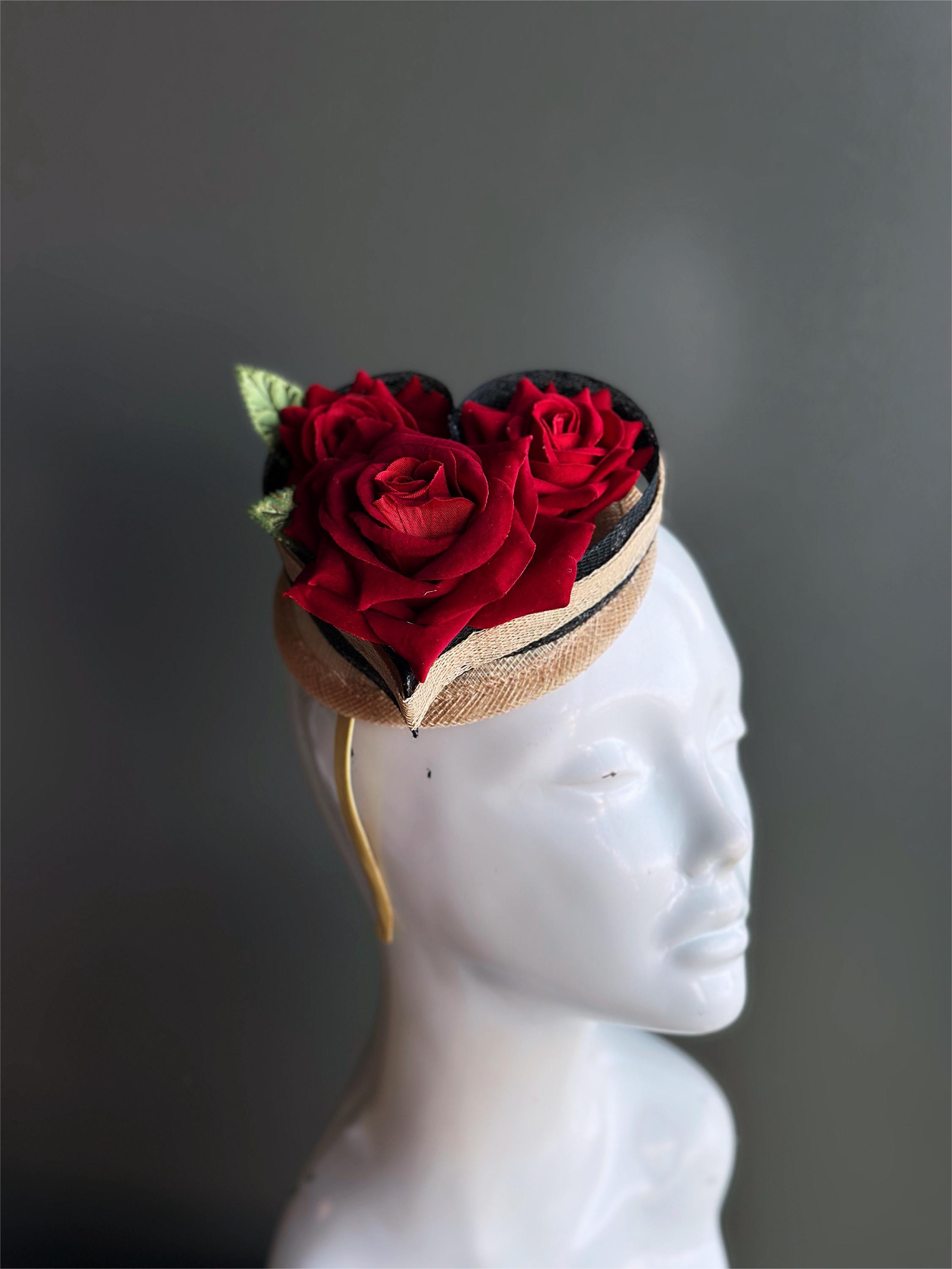 Red Rose Derby Fascinator - Etsy display picture 1