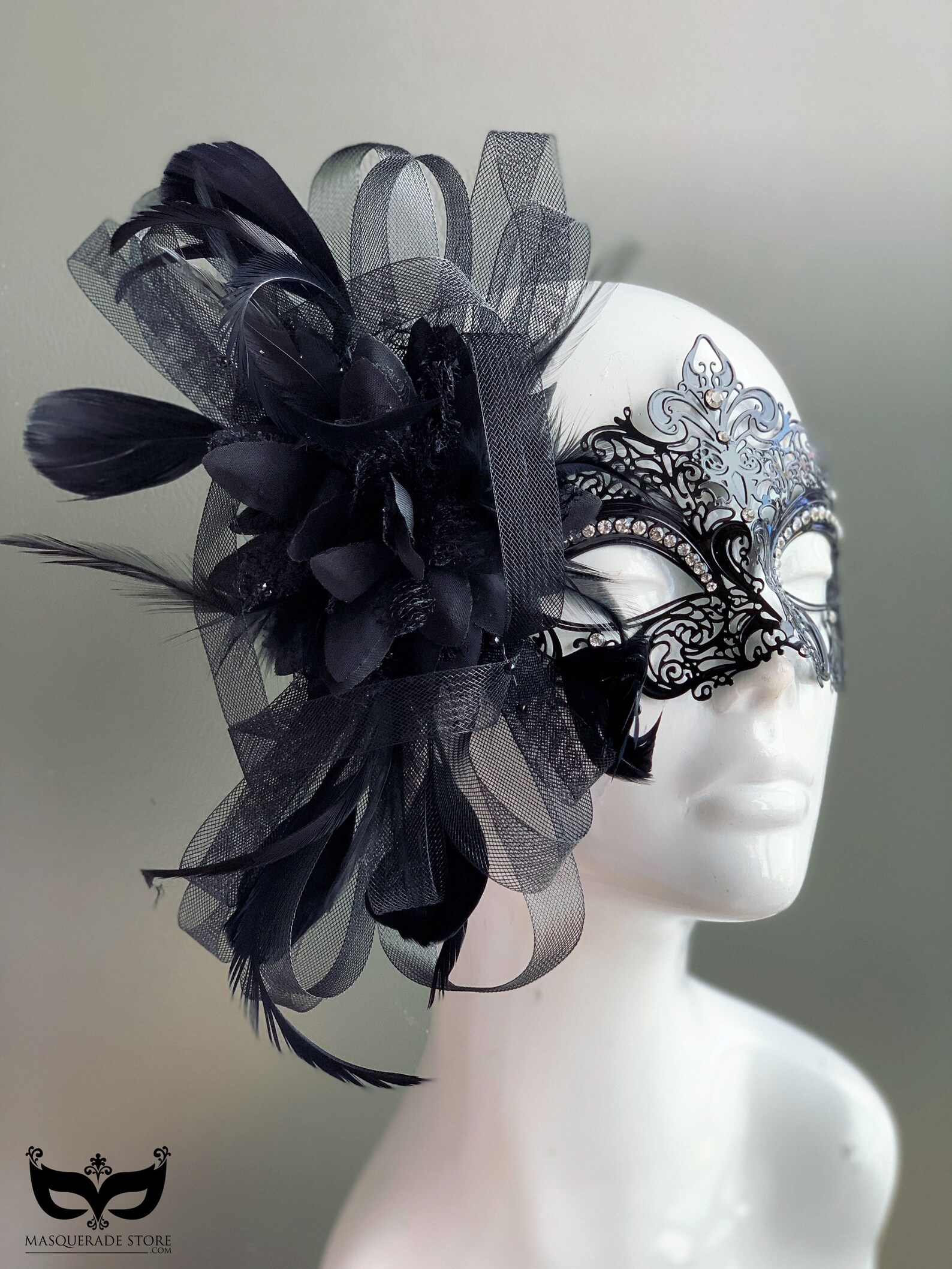 Black Metal Masquerade Mask Womens Masquerade Mask Etsy