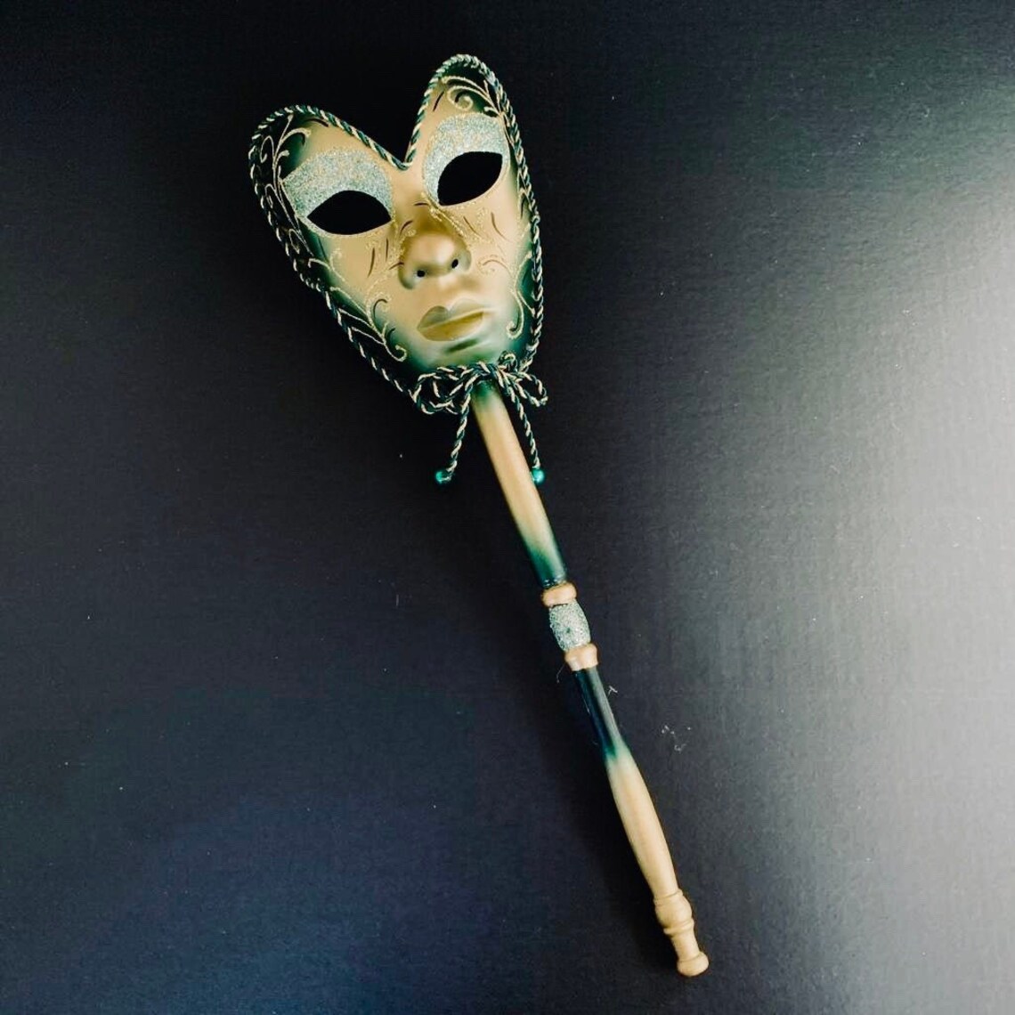 Emerald Green Masquerade Masks Women Handheld Mask full face Etsy