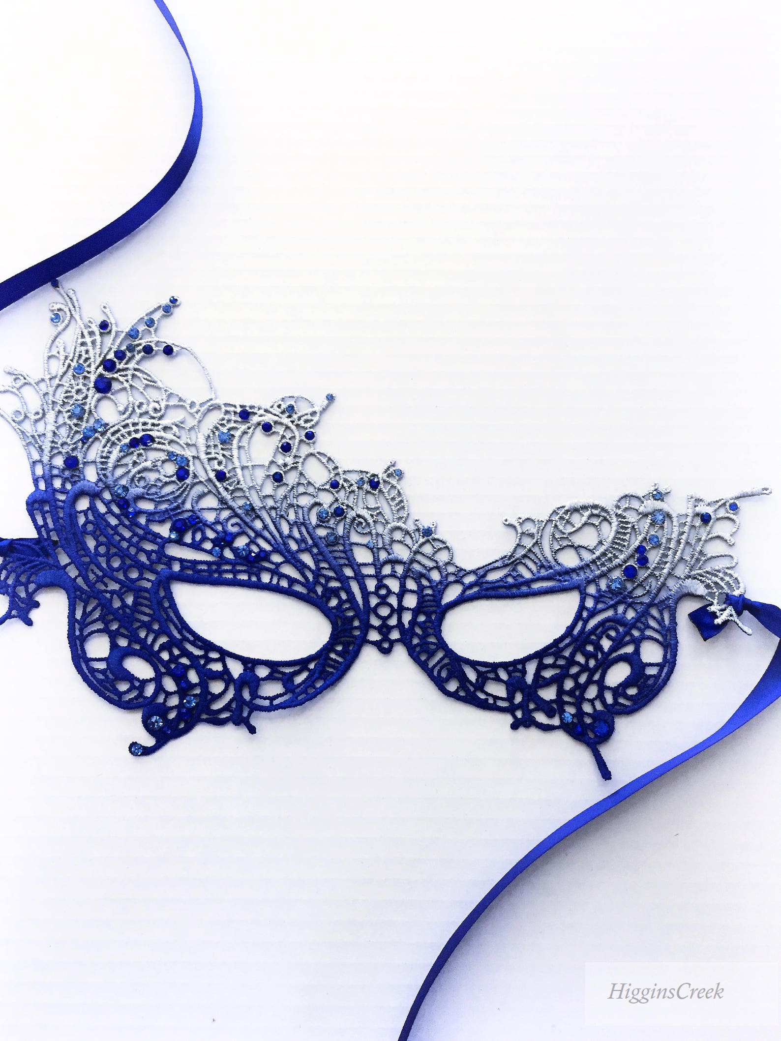 Women's Masquerade Mask Silver Blue Womens Lace Masks Etsy