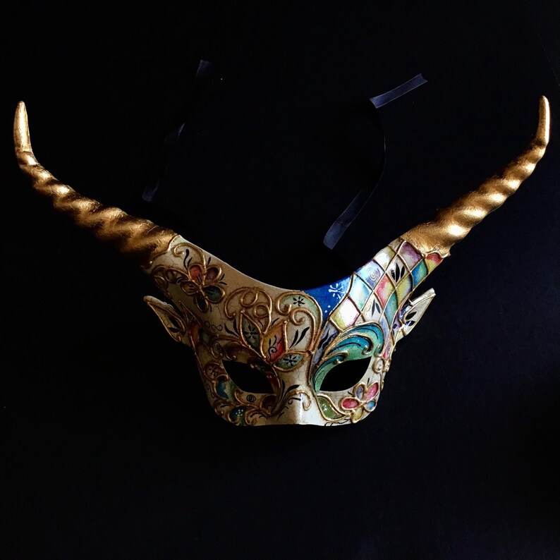Masquerade Mask women with Horns Mythical Creature Masks Etsy