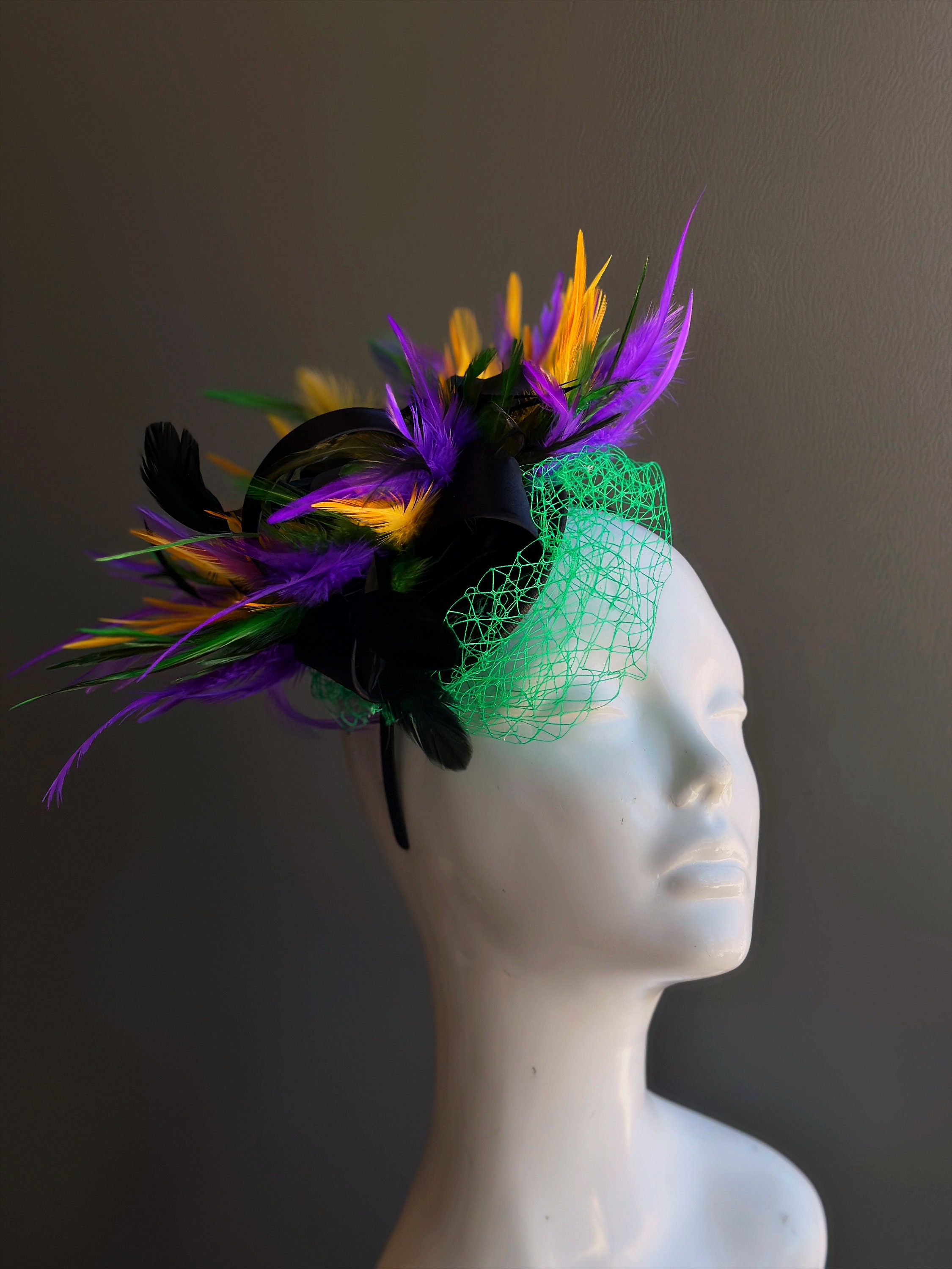 Mardi Gras Majesty Beaded Loop Fascinator Bead Dog Crown – Crowned By Ellie main image 4