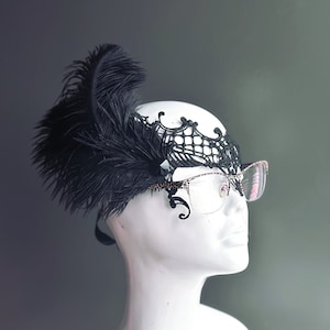 Eyeglass wearer Masks Masquerade Mask for eyeglasses Elegant Feather Masks for Women Eye Glass Wearers