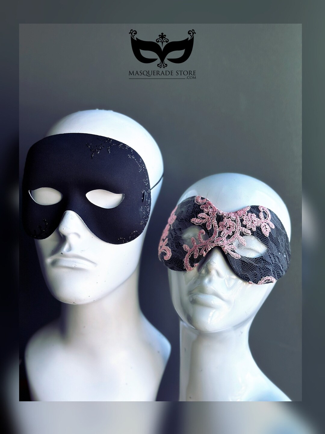 Black Pink Masquerade Masks for Couples Elegant Fashion Masks for Men