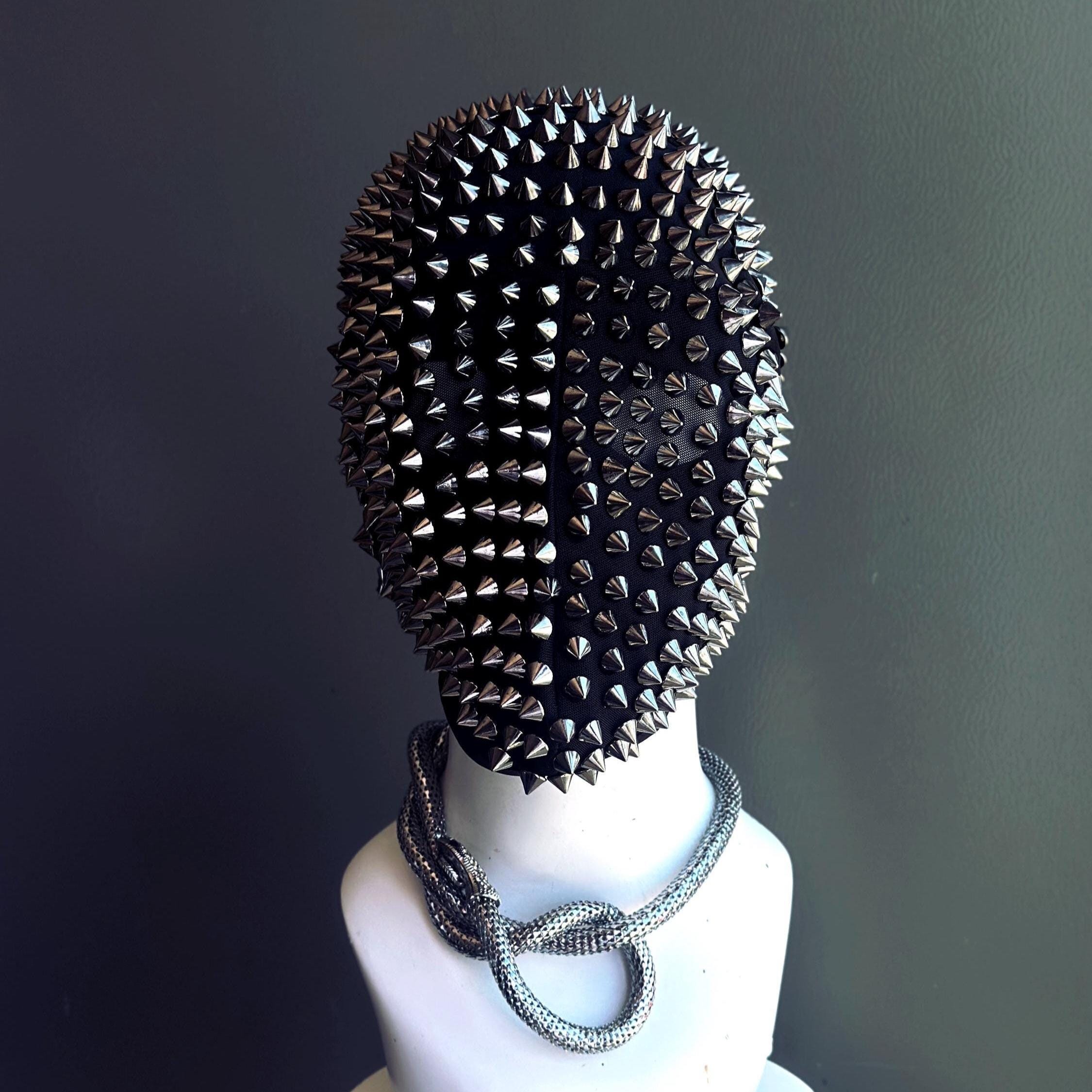 Gold Spike Full Face Mask Snake Jeweled Over the Head Mask