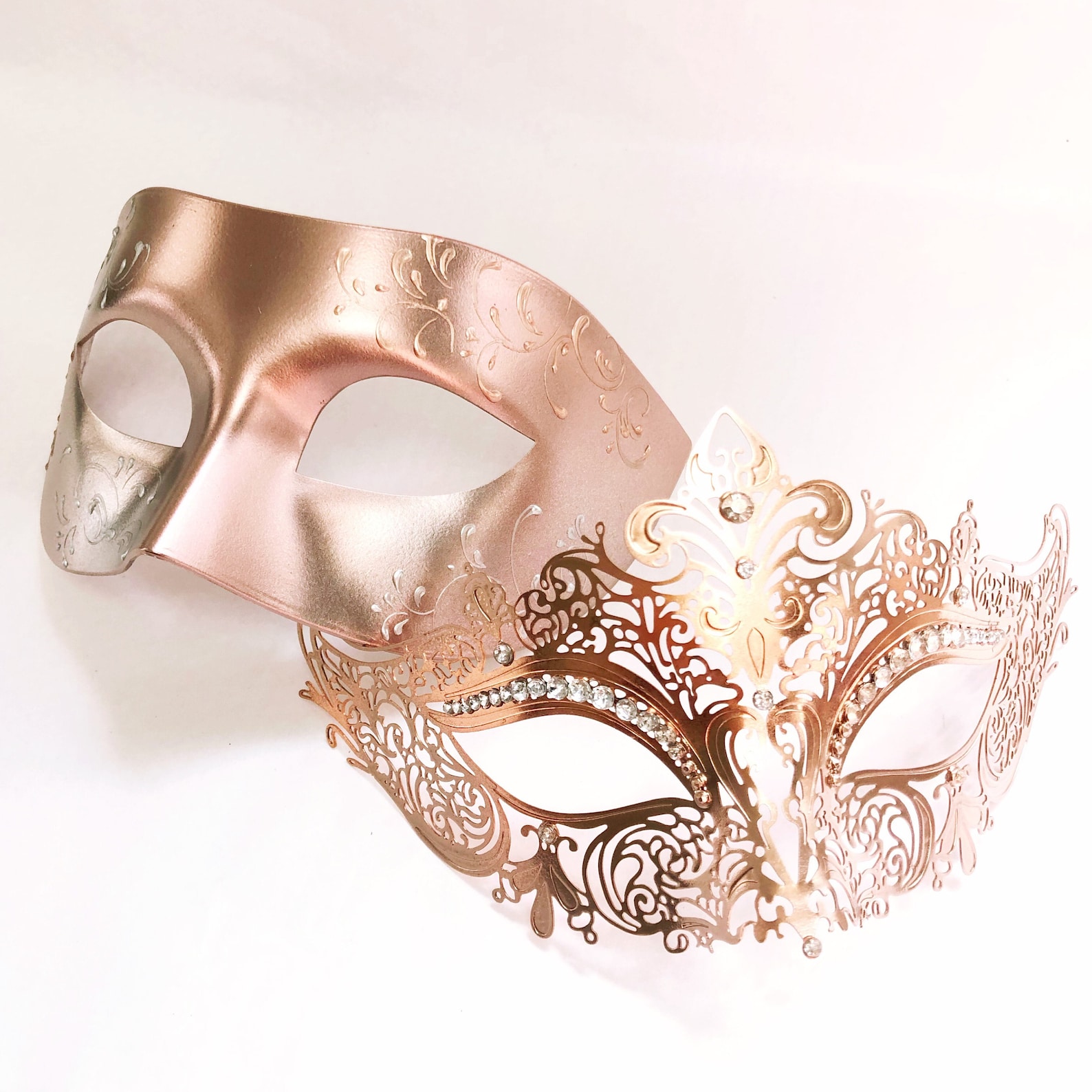 Rose Gold Masquerade Mask Couple Masks Rosegold Men Mask Rose Etsy