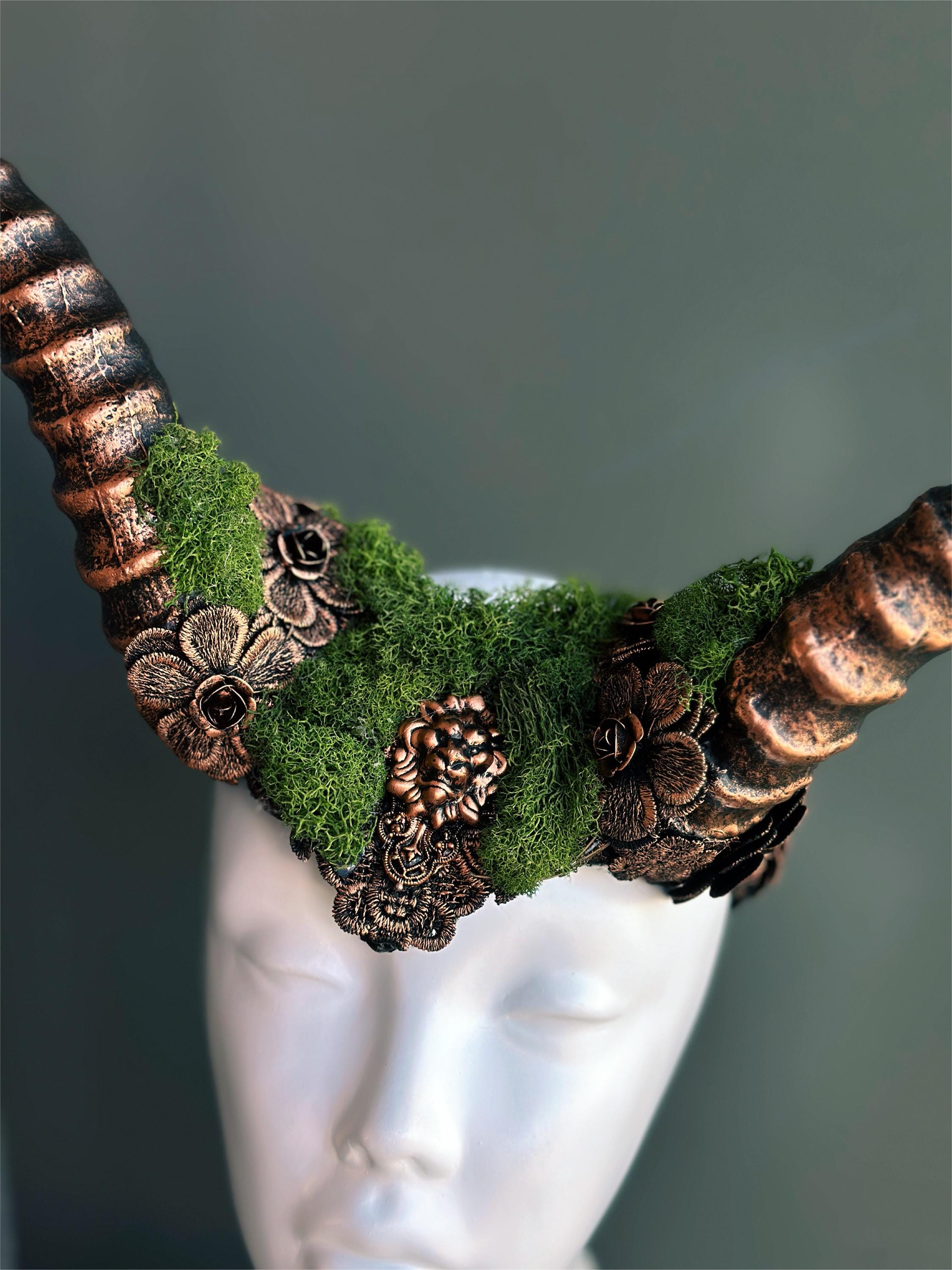 Ostara Goddess headdress Mythical Horns fantasy creature headpiece Long Horn headdress Halloween Costume