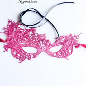 Blush Pink Lace Masquerade Mask for women studded with rhinestones, Custom masquerade mask in all colors and embellishing image 2