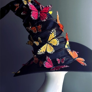 Cappello da strega nero, cappello da strega, cappello da mago, cappello a punta, cappello a tesa larga, mago, stregone, stregone di Halloween, cappello alto, stregoneria di Halloween immagine 15