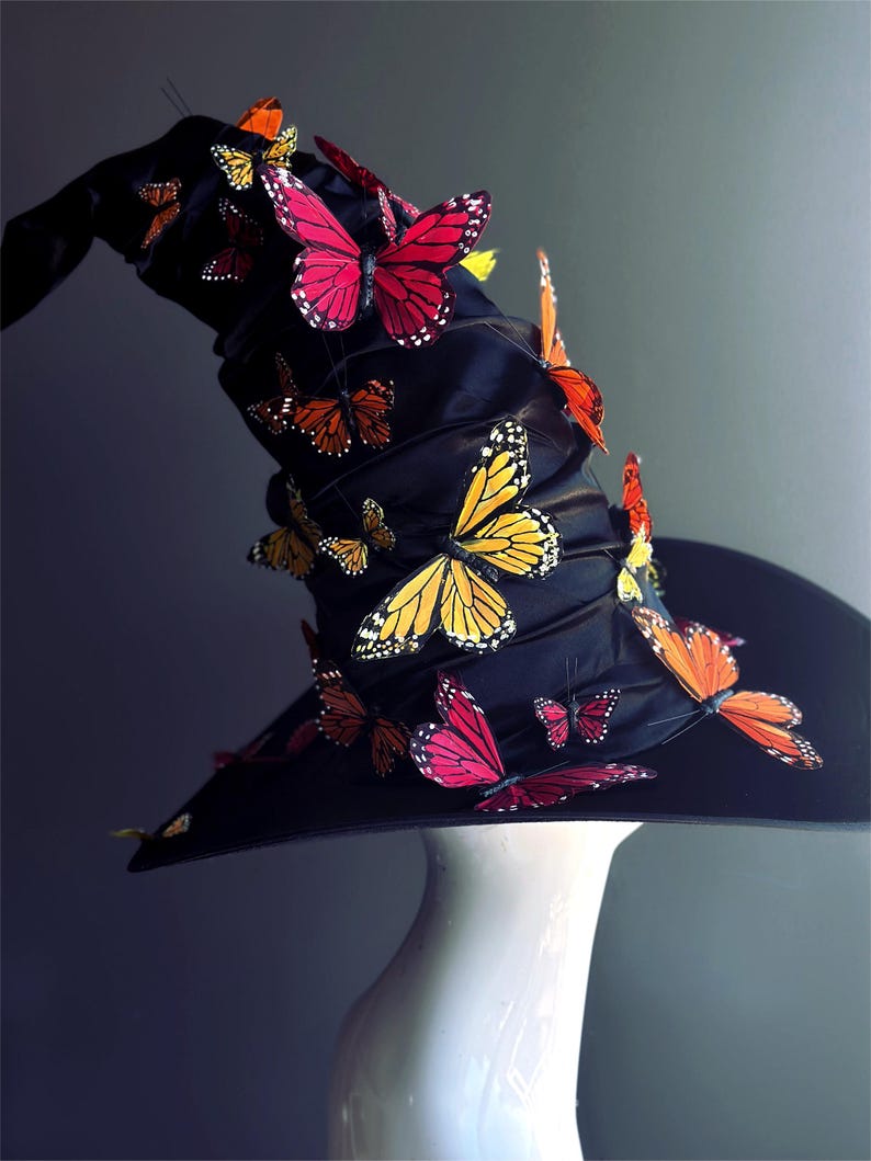 Cappello da strega nero, cappello da strega, cappello da mago, cappello a punta, cappello a tesa larga, mago, stregone, stregone di Halloween, cappello alto, stregoneria di Halloween immagine 15
