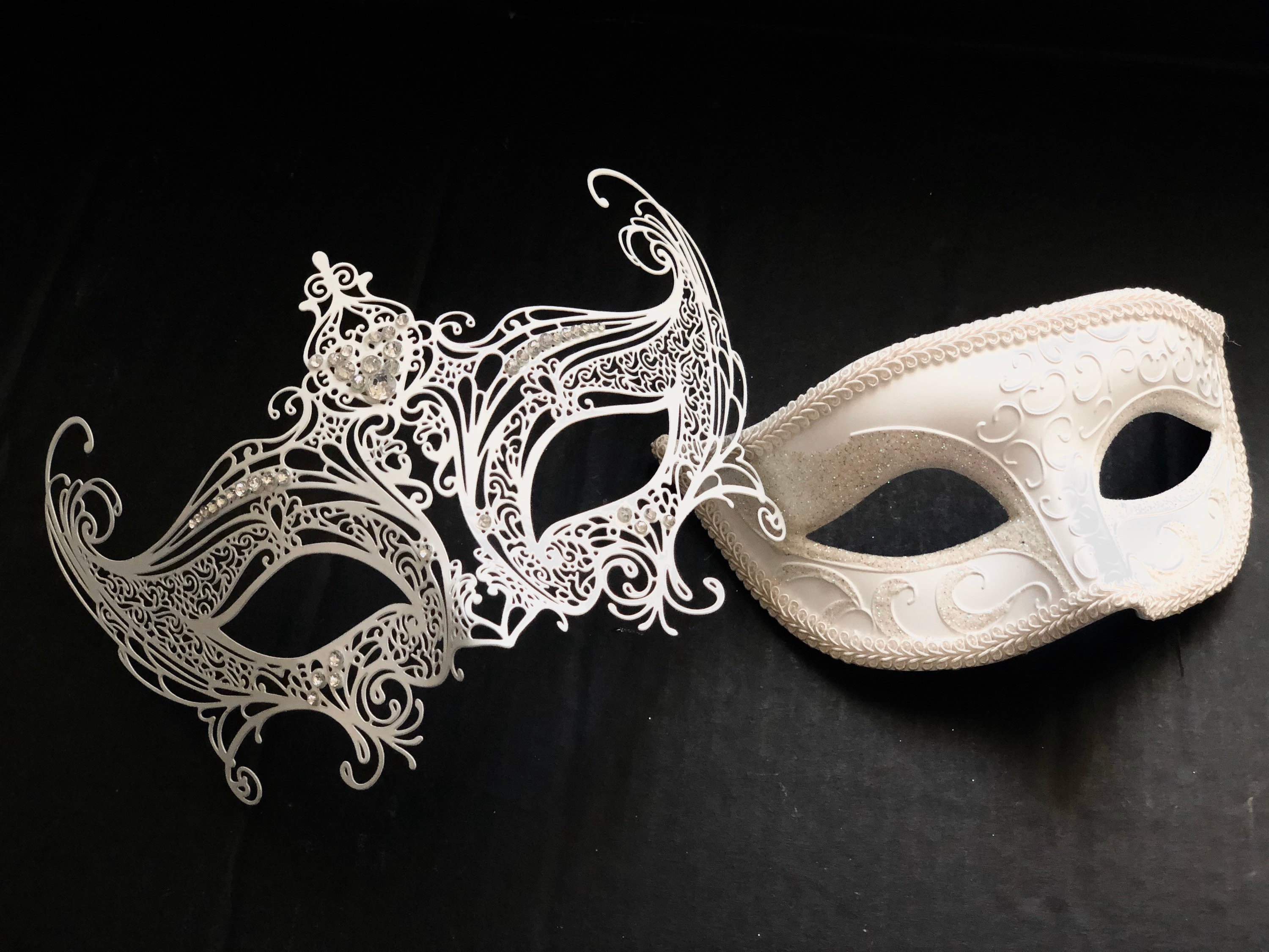 White Masquerade Masks Couple Wedding Masquerade Mask White Etsy