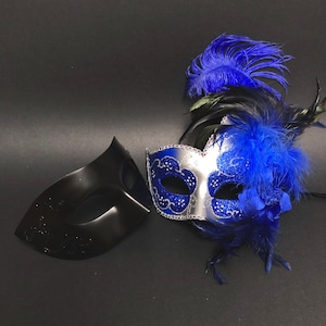 masquerade mask couples, phantom mask pair, Simple elegant Black half face Masks also in Gold, Silver, White image 8