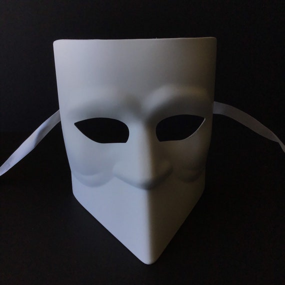 Unpainted Half Face Cracked Phantom Masquerade Mask - White 