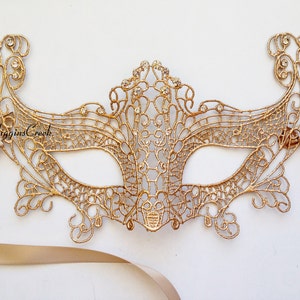 Fox Masquerade Mask Women, Mardi Gras Mask, Phantom Mask Crystals, Lace Masks Gold MORE COLORS CUSTOM masks by HigginsCreek image 5