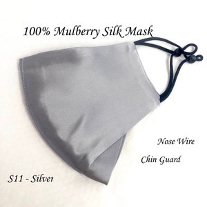 Mulberry Silk Mask 4 layers Nose wire 100% SILK Mask Women's LUXURY SILK satin Face Mask Blush Pink Satin Mask More Colors image 7