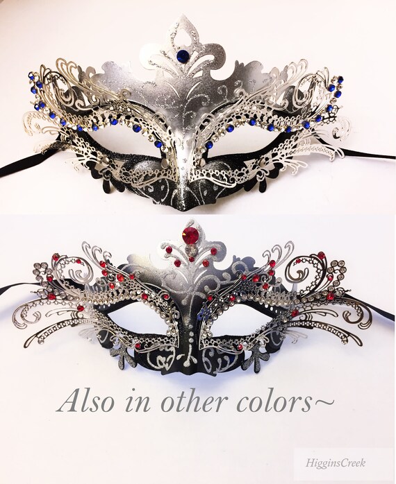 Rhinestone Crystal Masquerade Wedding Silver//Gold//Black Mask//Venetian Mask// USA