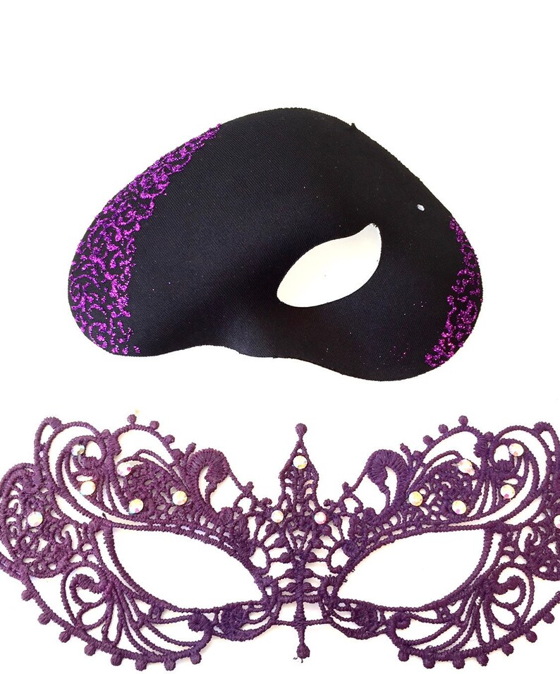 Purple Masquerade mask eyeglass wearers mardi gras Couples Etsy