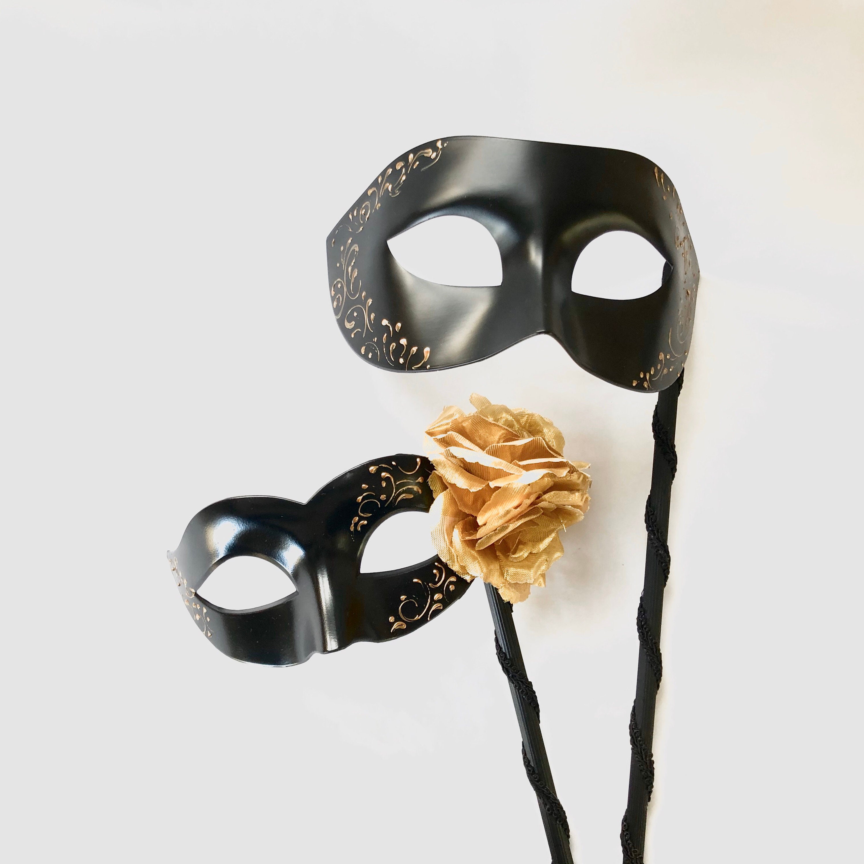 Couples Masquerade Masks Handheld Stick Masks His and Hers Etsy