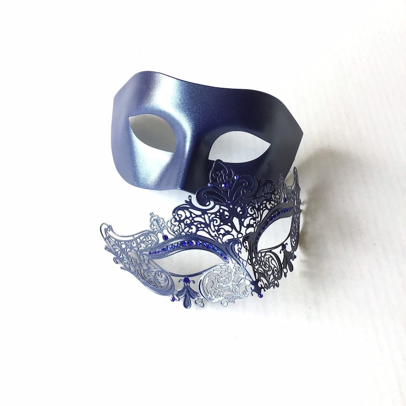 Couple Phantom Theme & Filigree  Metal Venetian Masquerade Prom Ball Masks 
