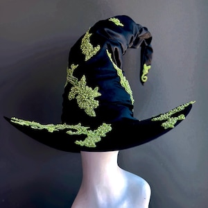 Häxkostymhatt GRÖN Häxhatt Halloween Cosplay Trollkarl Häxkonst Rekvisita Trollkarlshatt Trollkarlshatt Svart Häxhatt Halloween Festhatt bild 7
