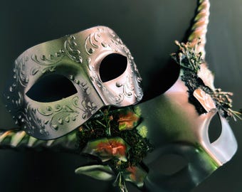 Forest Horn Fantasy Couples Masquerade Mask