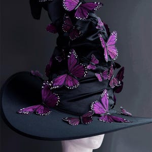 Cappello da strega nero, cappello da strega, cappello da mago, cappello a punta, cappello a tesa larga, mago, stregone, stregone di Halloween, cappello alto, stregoneria di Halloween immagine 3