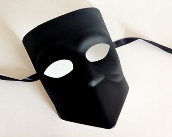 DIY Mens masquerade mask, black Mens bauta mask, blaxk Full face mens venetian Mask, probate masks