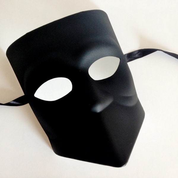 DIY Mens masquerade mask, black Mens bauta mask, blaxk Full face mens venetian Mask, probate masks