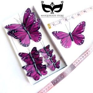 Purple Craft Butterflies 3 Sizes, Decorations, DIY Butterfly Project, Feather Butterflies, DIY Butterfly Accessory, Feather Butterfly