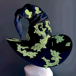 Häxkostymhatt GRÖN Häxhatt Halloween Cosplay Trollkarl Häxkonst Rekvisita Trollkarlshatt Trollkarlshatt Svart Häxhatt Halloween Festhatt bild 5