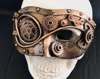 Steampunk Masquerade Mask for Men Bronze Gold Mask Silver Masquerade Ball Mask