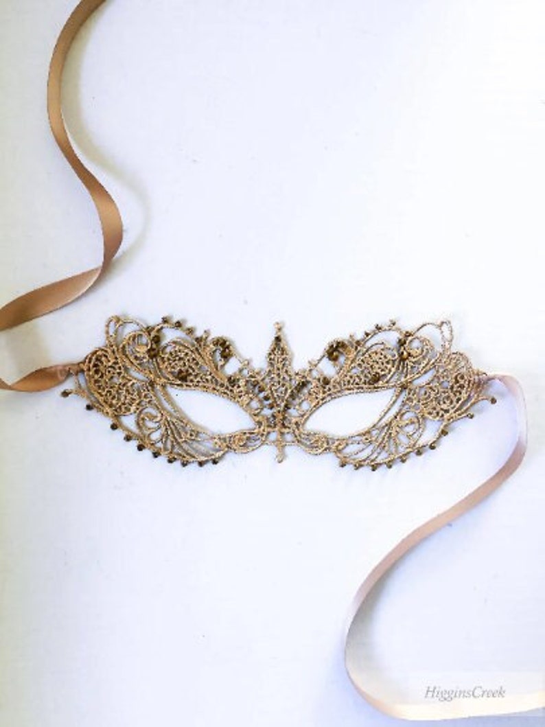 Masquerade Mask women, Rhinestone Eye Mask, Gold Lace Mask, Venetian Ball, Halloween, New Year Party image 1