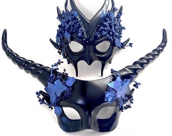 Mythic Fantasy Halloween Couples Horned Masquerade Mask