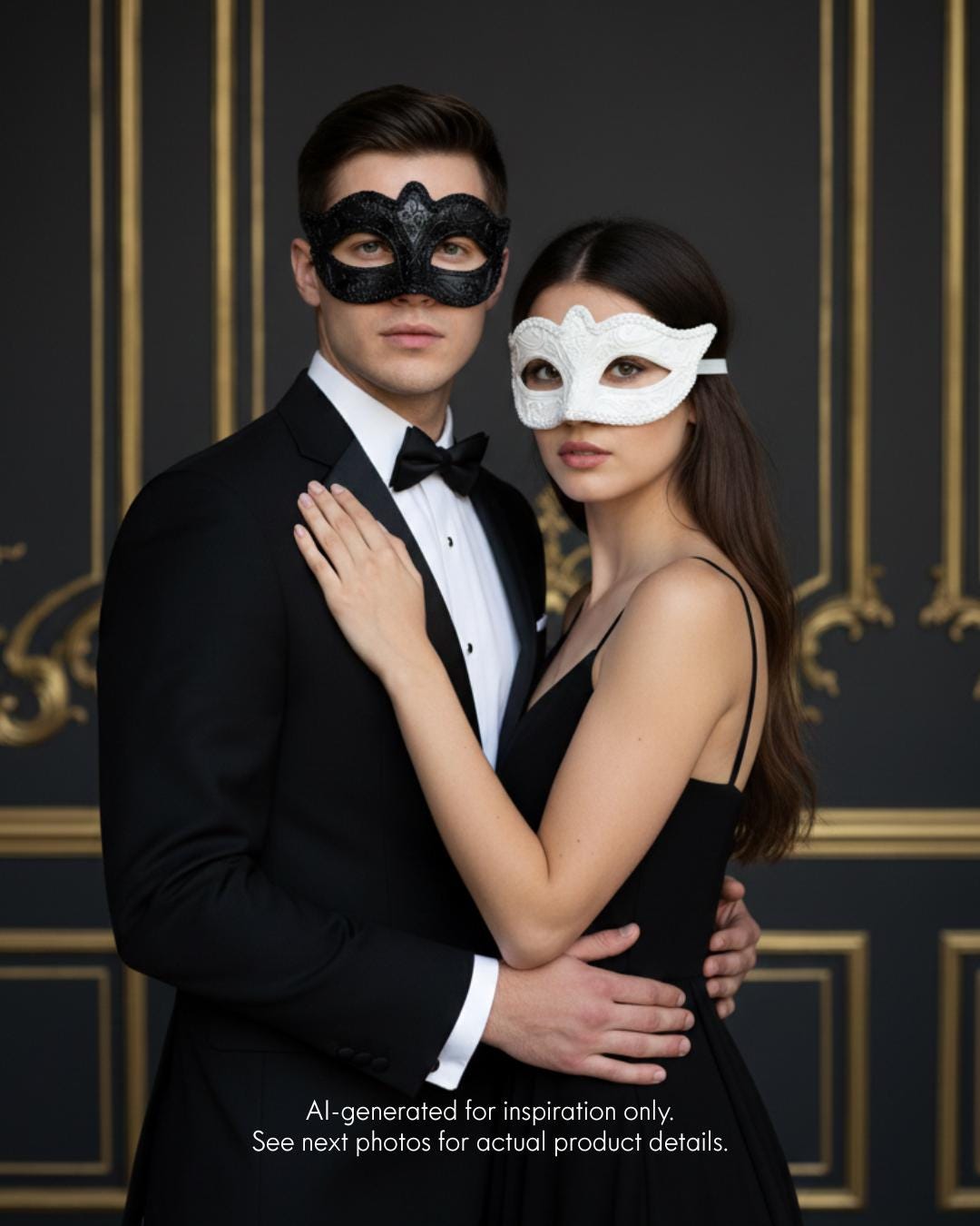 Black & White Classic Masquerade Mask Couples Set With Glitters - Etsy