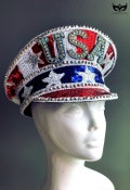 USA 4th of July Patriotic Sequin Captain Hat Red White Blue